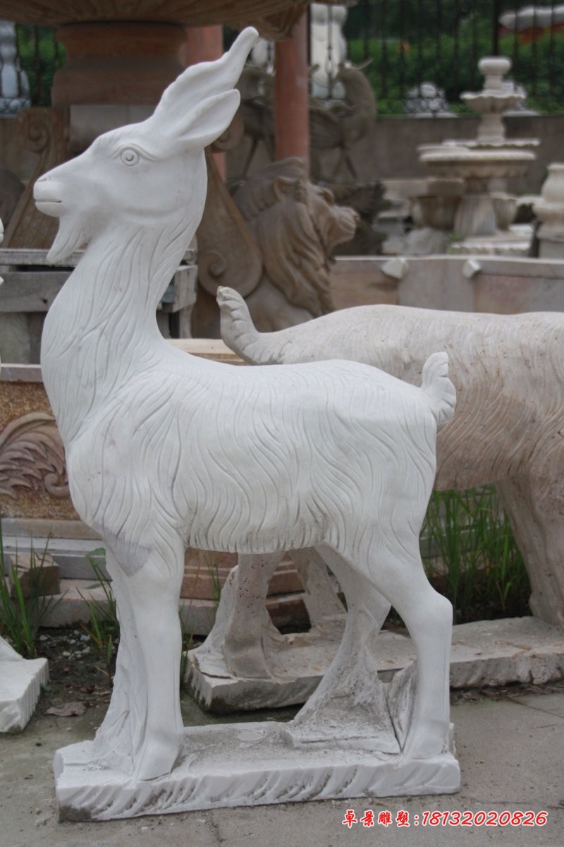 山羊石雕大理石动物雕塑 