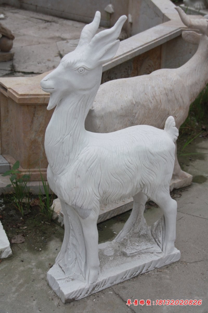 山羊石雕大理石动物雕塑