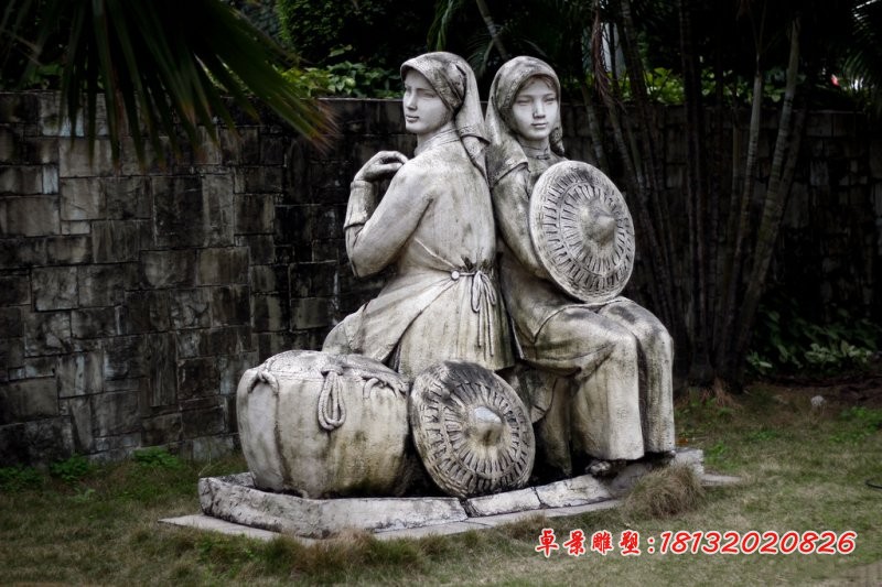 少数民族人物石雕，公园景观石雕