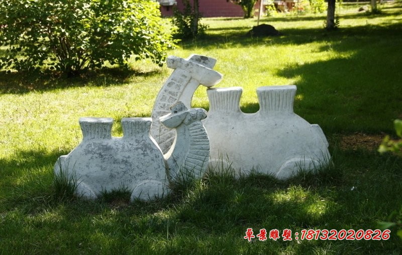 石雕抽象骆驼座椅，园林景观石雕