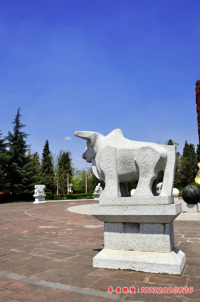 石雕抽象牛，广场景观石雕
