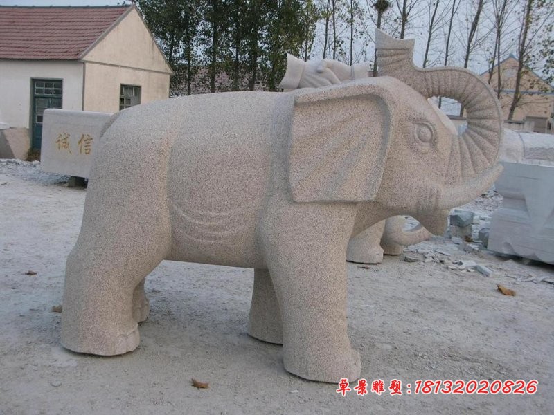 石雕大象，大理石动物雕塑