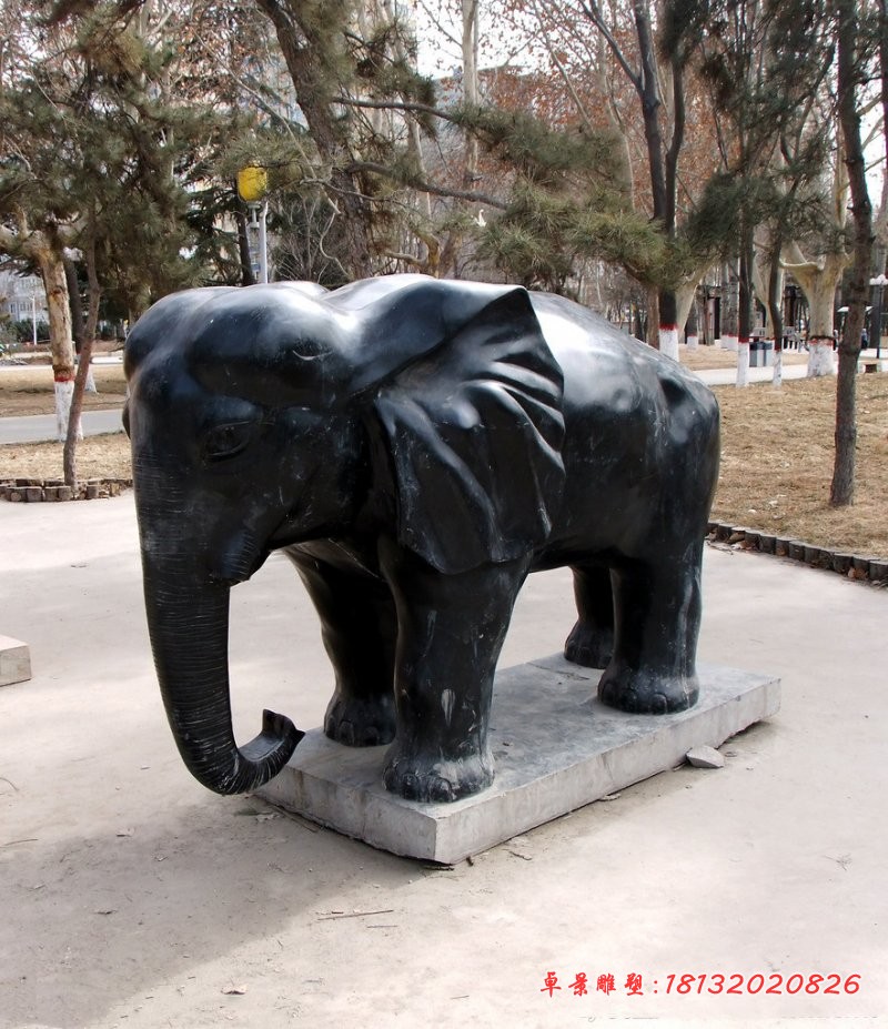 石雕大象，公园动物石雕 (2)
