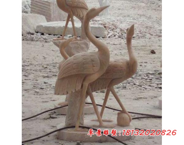 石雕丹顶鹤 晚霞红动物雕塑