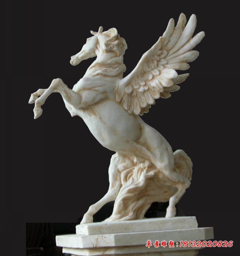 石雕飞马，公园动物雕塑