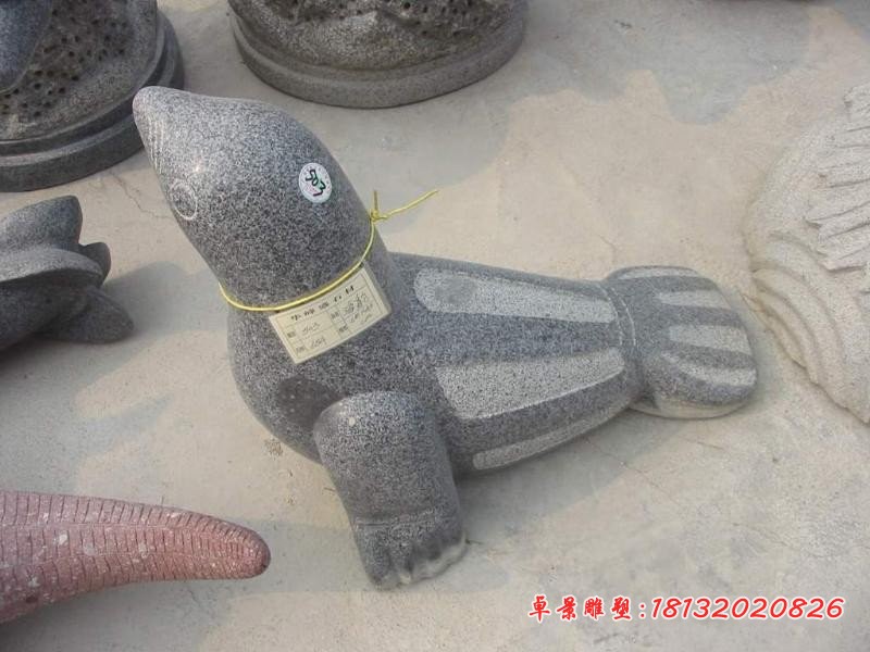 石雕海狮，公园动物石雕