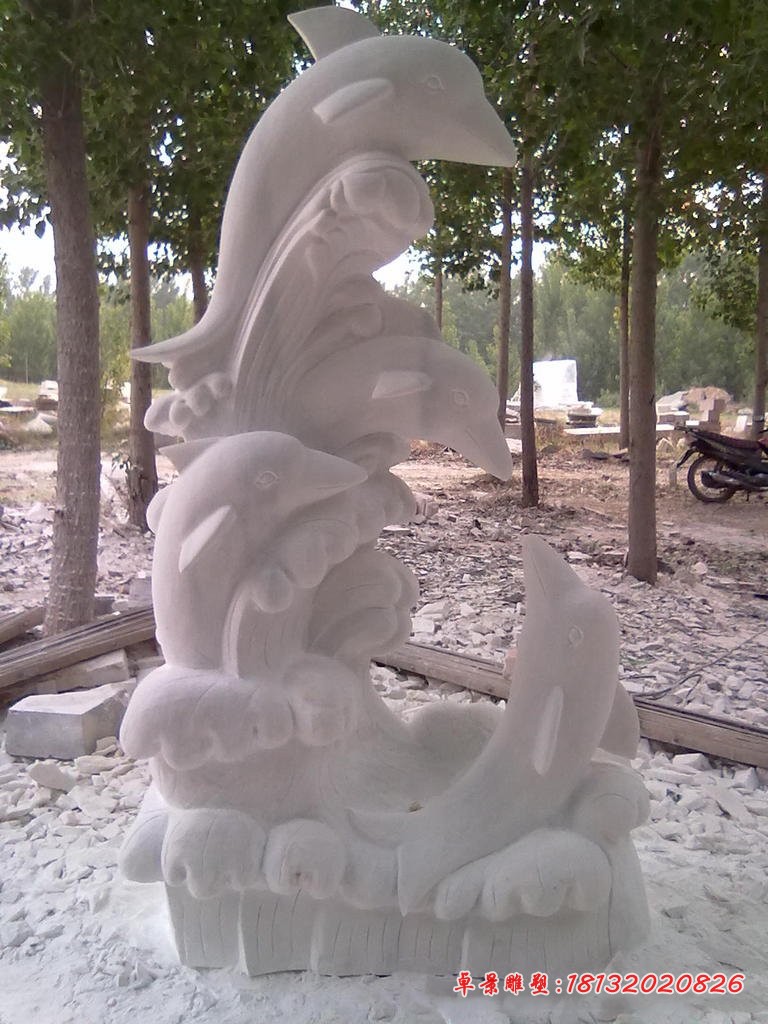 石雕海豚，大理石动物石雕
