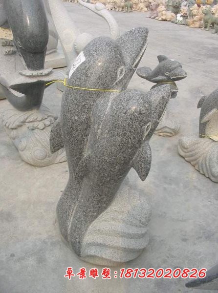 石雕海豚，园林景观石雕