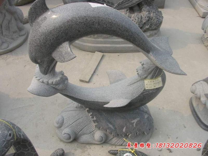 石雕海豚，公园景观石雕