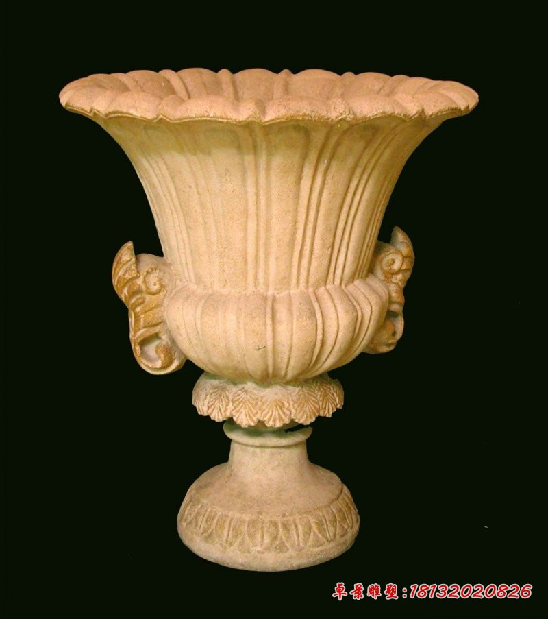 石雕花盆，别墅花盆石雕