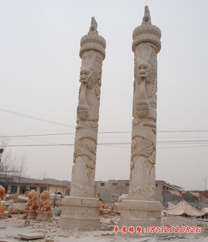 石雕华表 广场龙浮雕石柱