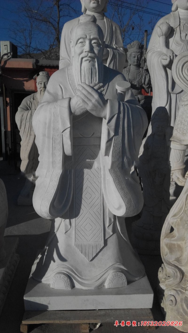 石雕孔子 大理石古代校园名人石雕 