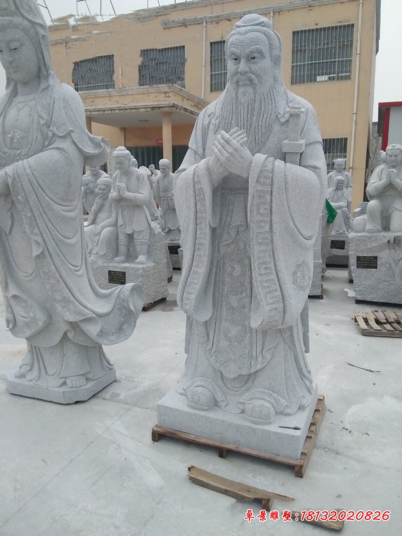 石雕孔子 大理石古代校园名人石雕 