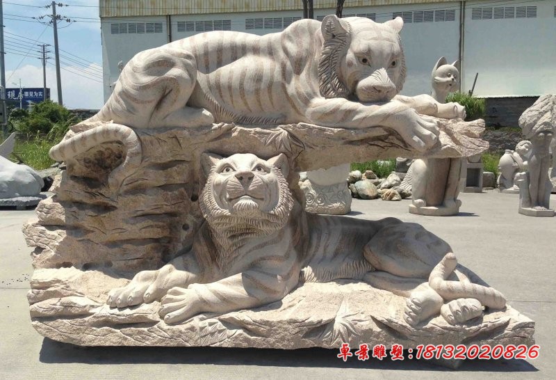石雕老虎，公园动物石雕