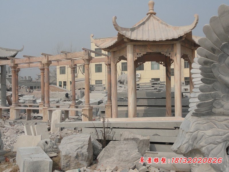 石雕凉亭，公园凉亭雕塑