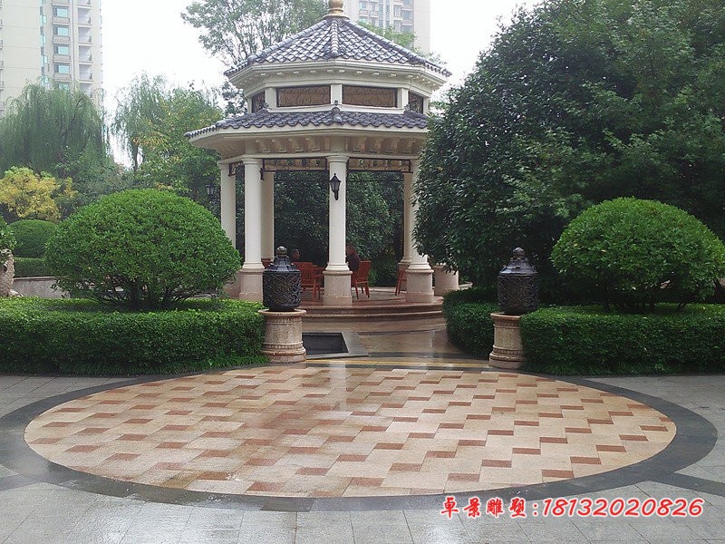 石雕凉亭，公园凉亭石雕