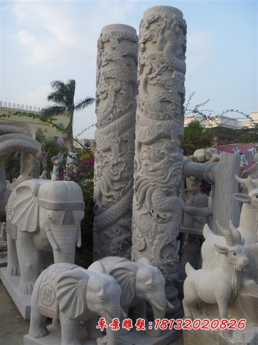 石雕龙柱 广场文化柱石雕