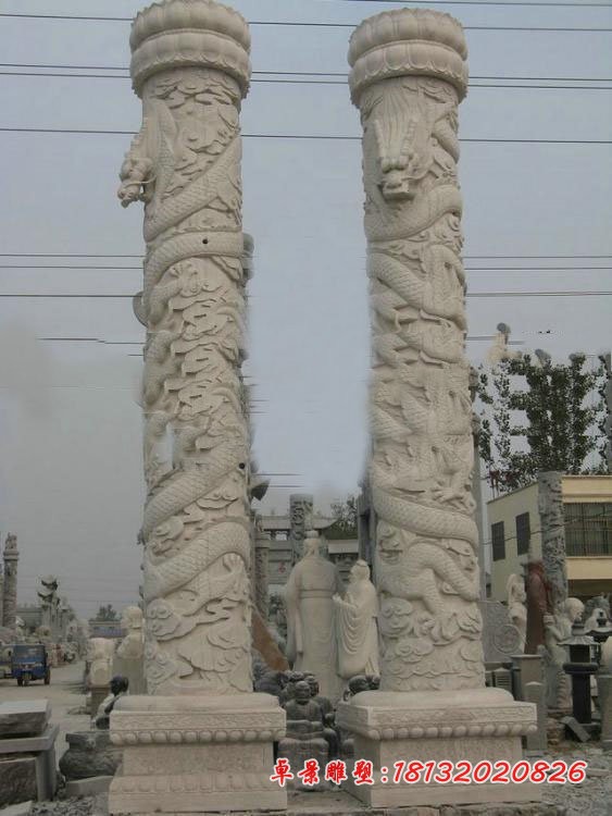 石雕龙柱盘龙柱雕塑