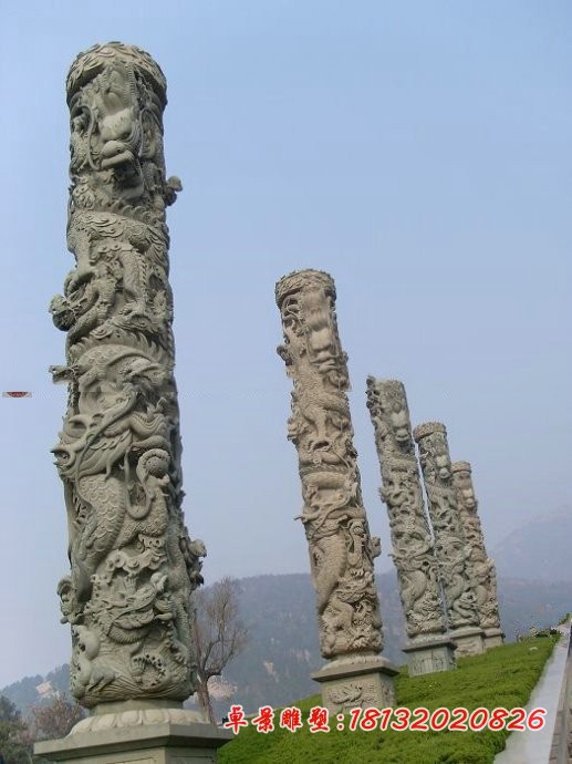 石雕龙柱 广场文化柱石雕
