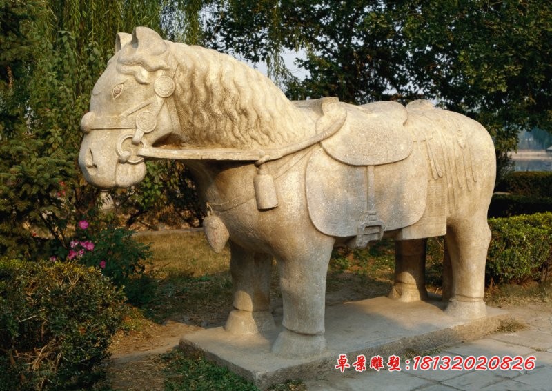 石雕马，公园动物石雕 (2)