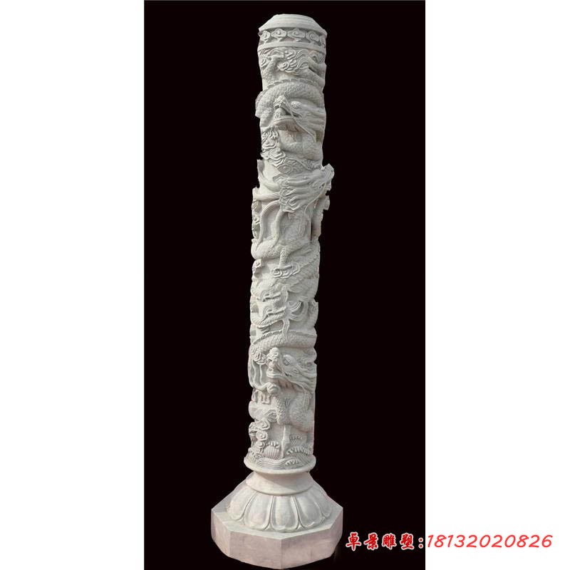 石雕盘龙柱 龙柱石雕