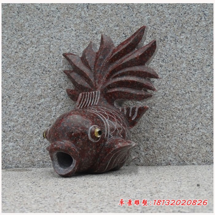 石雕喷水鱼，公园喷水动物石雕