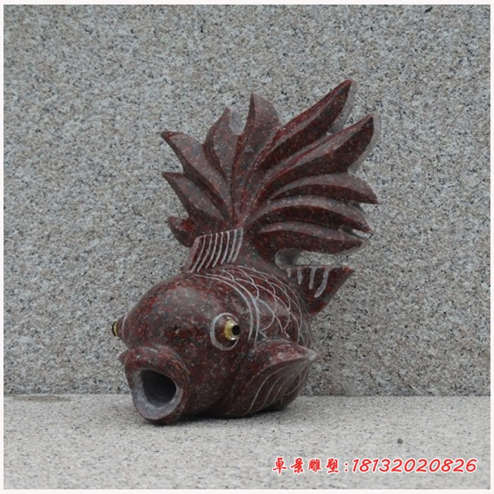 石雕喷水鱼，公园喷水鱼石雕