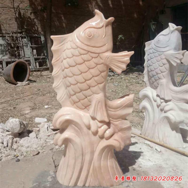 石雕喷水鱼晚霞红动物石雕