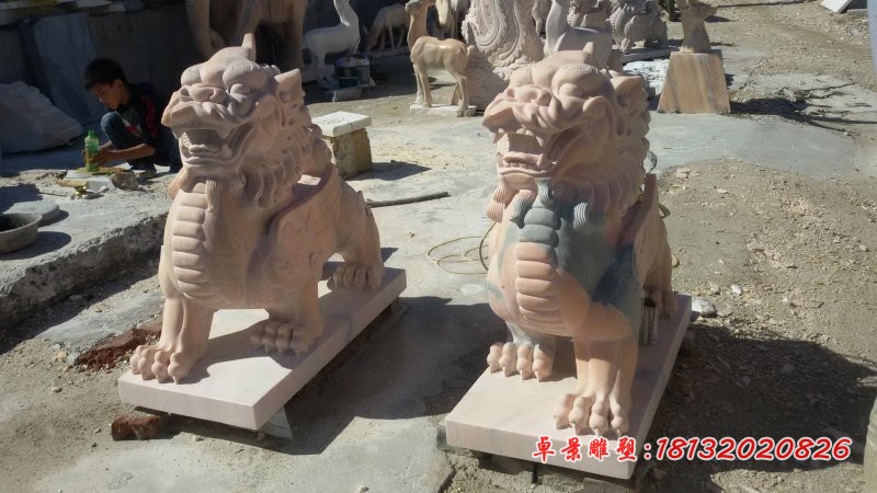 石雕貔貅晚霞红神兽石雕