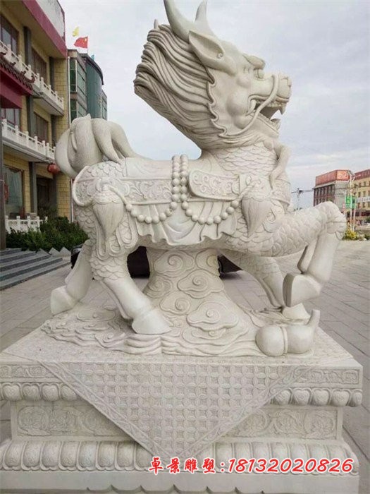 石雕麒麟 大理石踩球麒麟雕塑