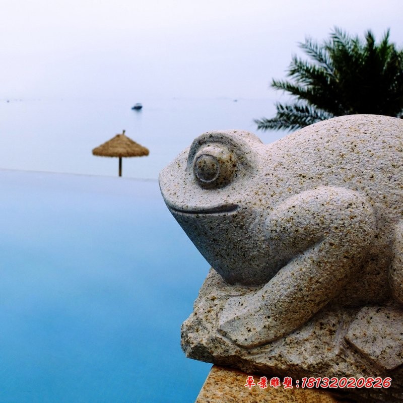 石雕青蛙，公园动物石雕