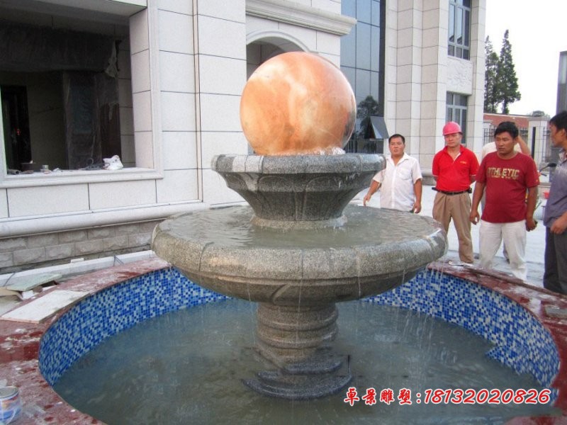 双层风水球喷泉石雕 小区石雕喷泉