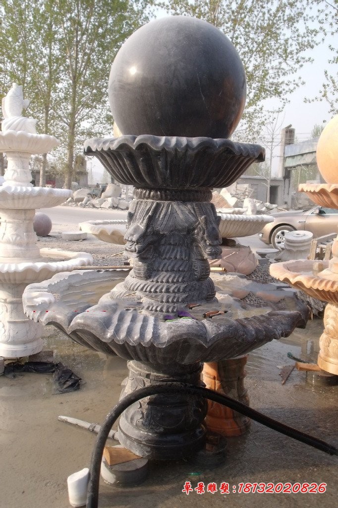 双层风水球喷泉公园石雕喷泉