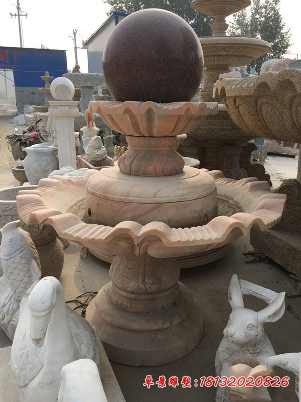 双层风水球石雕 公园风水球喷泉石雕