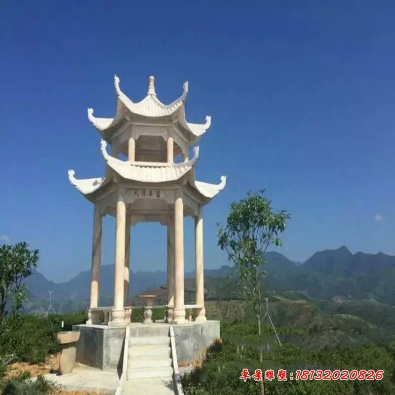 双层凉亭石雕 园林景观石雕