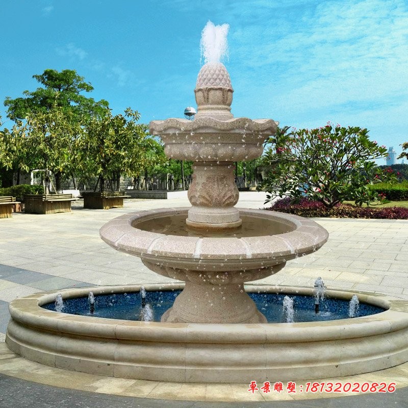 双层喷泉石雕公园喷泉雕塑