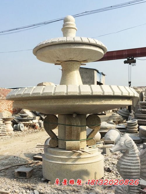 双层砂岩喷泉石雕 公园石雕喷泉 