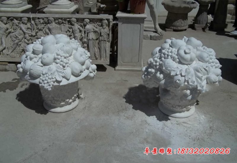 水果篮石雕 公园景观石雕