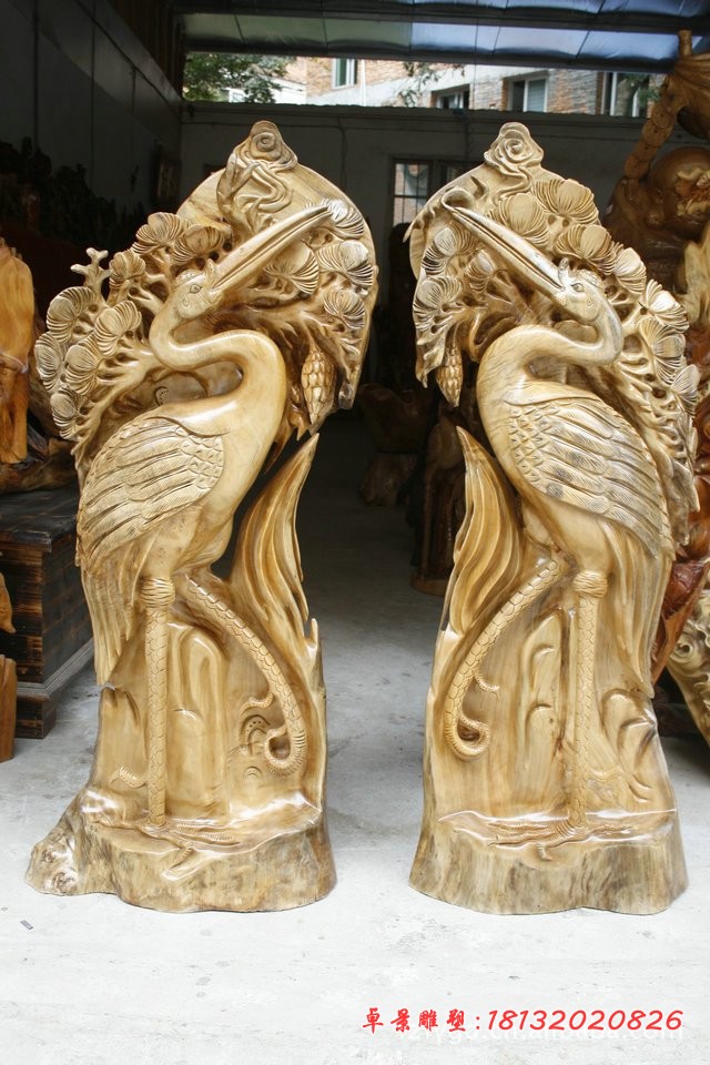 松鹤延年石雕，动物石雕