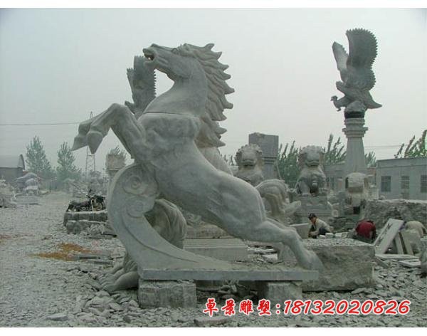 踏浪奔马石雕 大理石动物雕塑