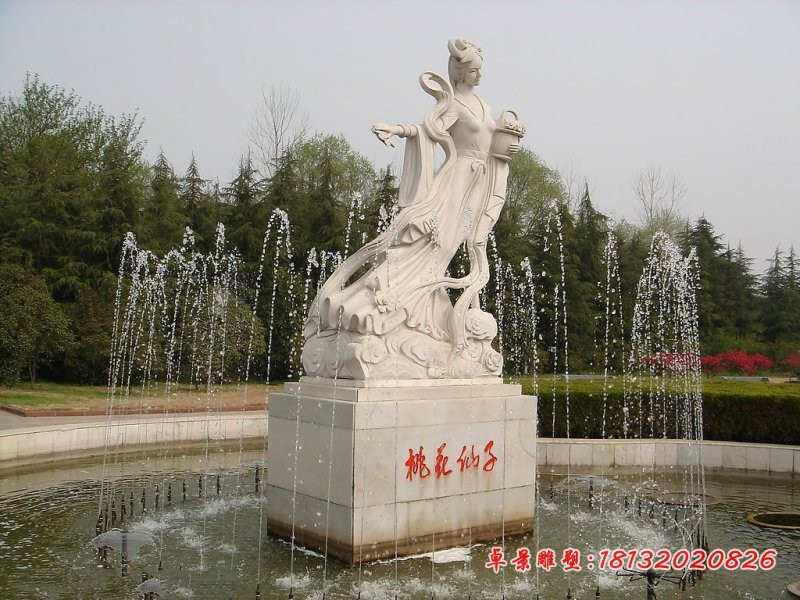 桃花仙子石雕汉白玉人物石雕