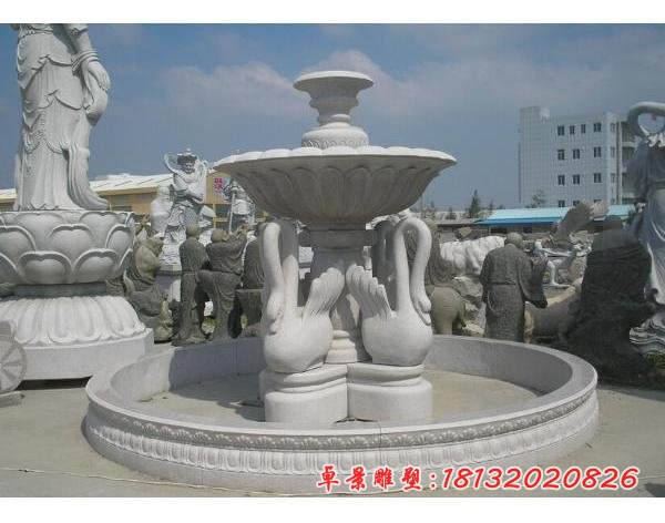 天鹅喷泉石雕 公园石雕喷泉
