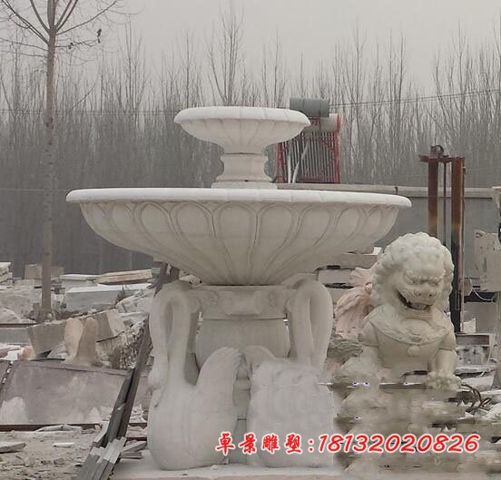 天鹅喷泉石雕公园双层喷泉石雕