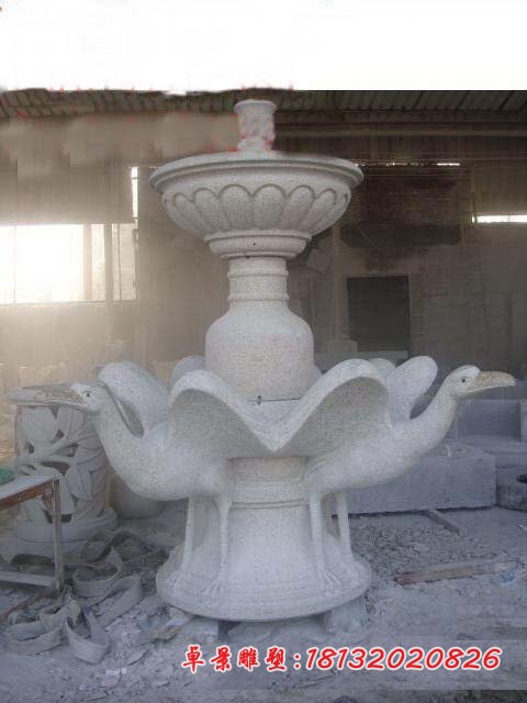 天鹅喷泉石雕 公园动物喷泉石雕