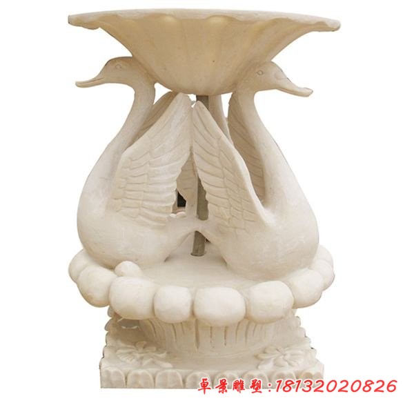 天鹅喷泉石雕 别墅喷泉雕塑