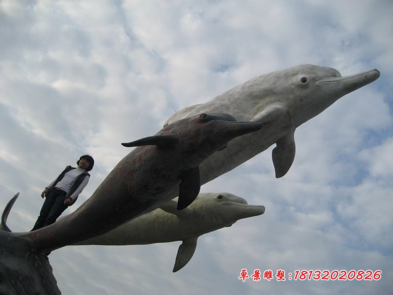 跳水的海豚石雕，广场景观石雕