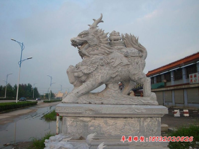 驮宝麒麟石雕，门口招财麒麟石雕