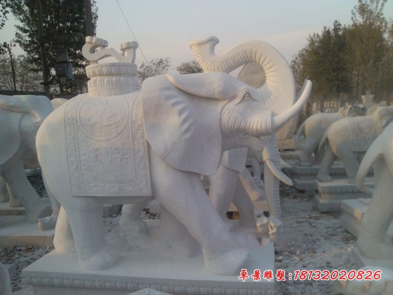 驮如意的大象石雕 大理石动物石雕