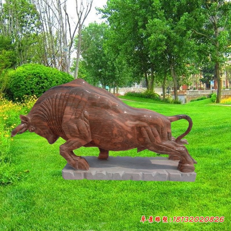 拓荒牛石雕晚霞红动物石雕