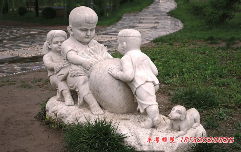 拔萝卜的儿童石雕公园西方人物石雕